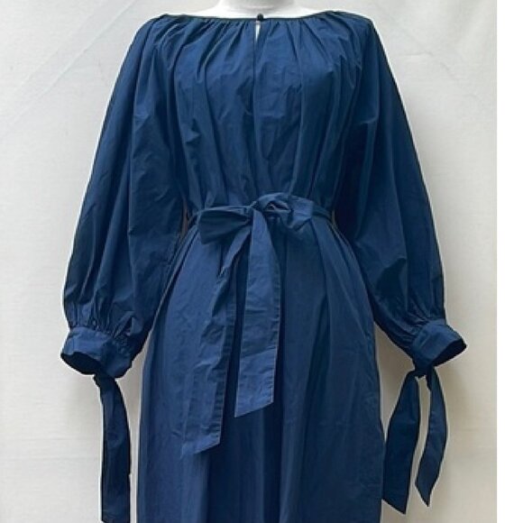 NWT $322 RHODE ANNIE NAVY COTTON POPLIN FULL LENGTH DRESS SIZE S - Picture 3 of 7
